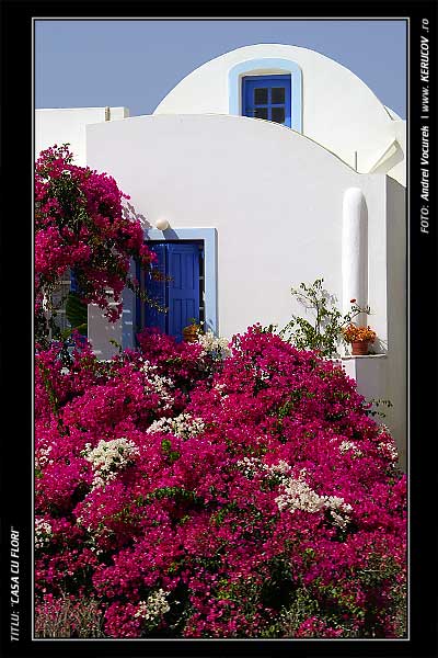 Fotografia: "Casa cu flori" - Setul: "Peisaj urban si suburban", din Ia / Oia, Grecia, Insula Santorini / Greece, Santorini, cu aparat Konica Minolta Dynax 5D, data 2006-09-18 KERUCOV .ro © 1997 - 2008 || Andrei Vocurek